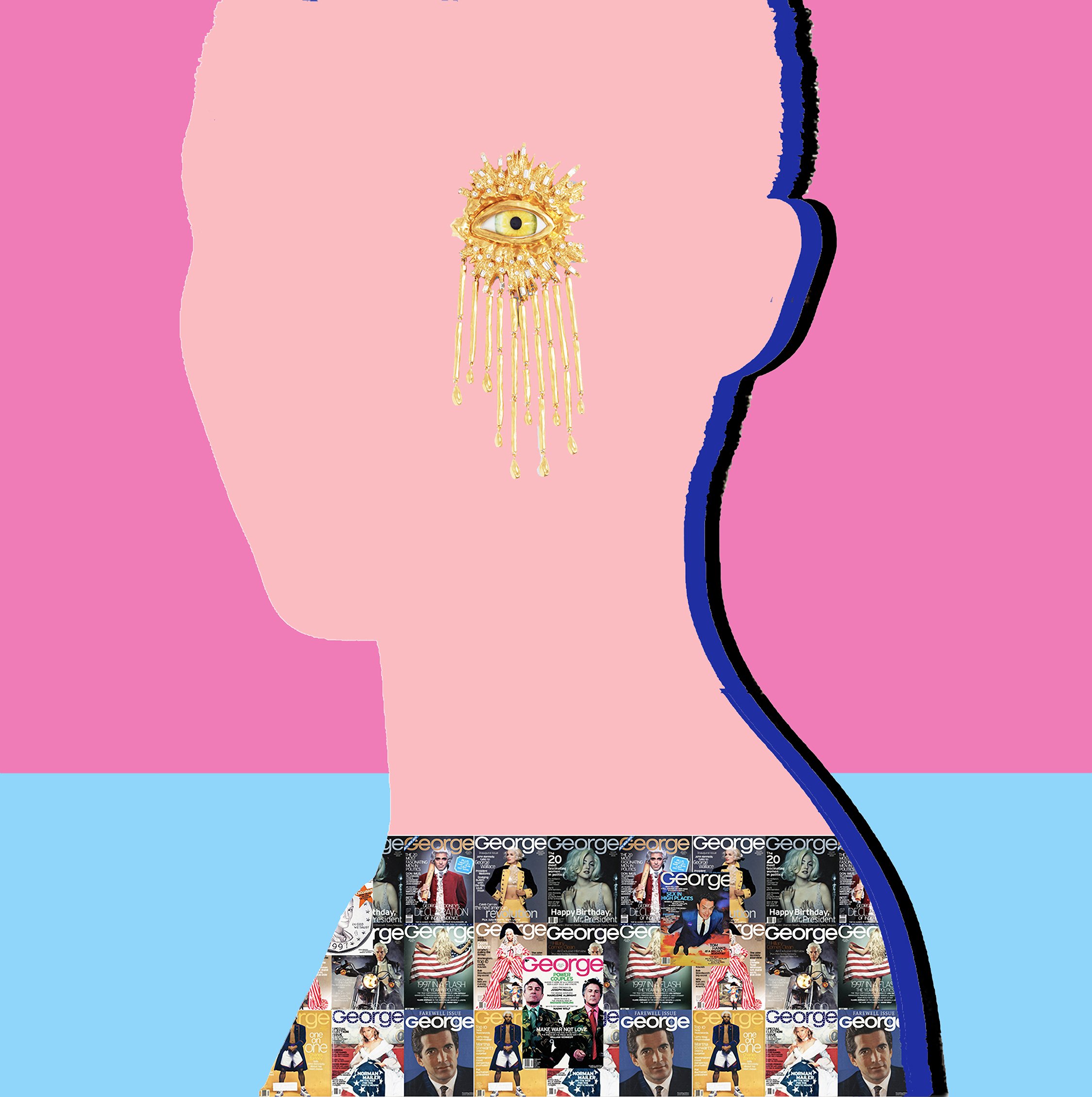    In The Air Tonight 13   ,  mixed media collage and crystals on panel, 16 x 16 inches 