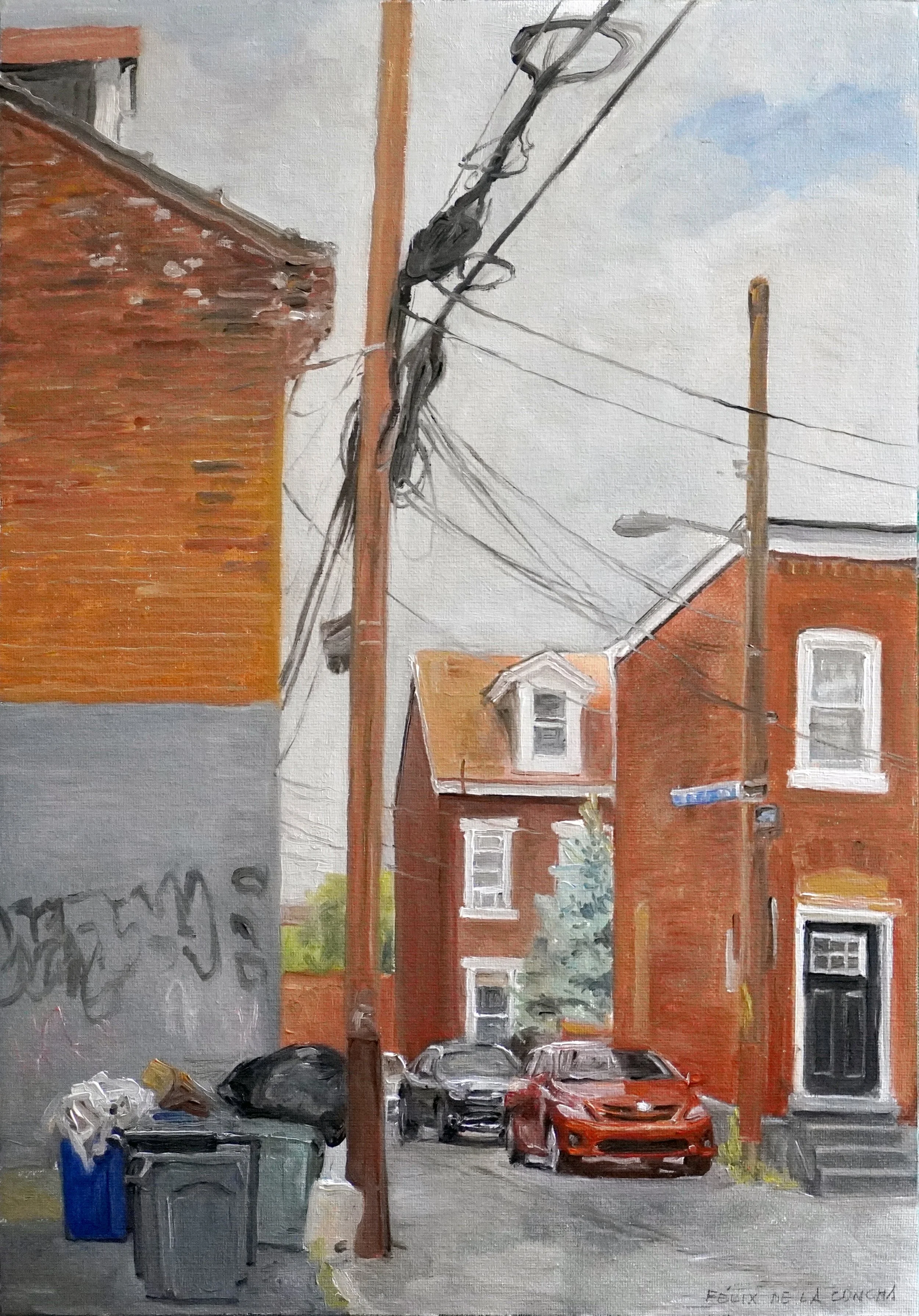    Corday Way with Orville Way  , oil on board, 16.5x 11.75 inches 