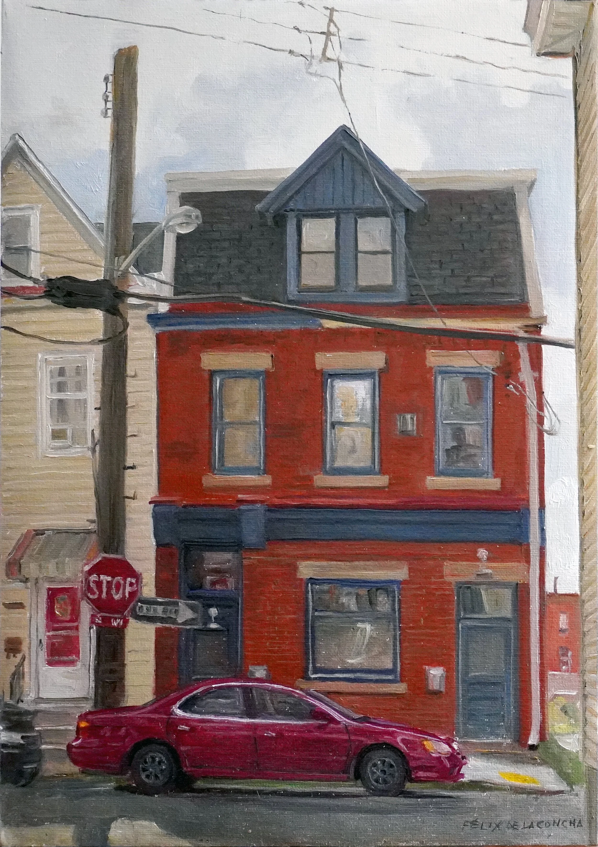    Edmond St from Essex Way  , oil on board, 16.5 x 11.75 inches 