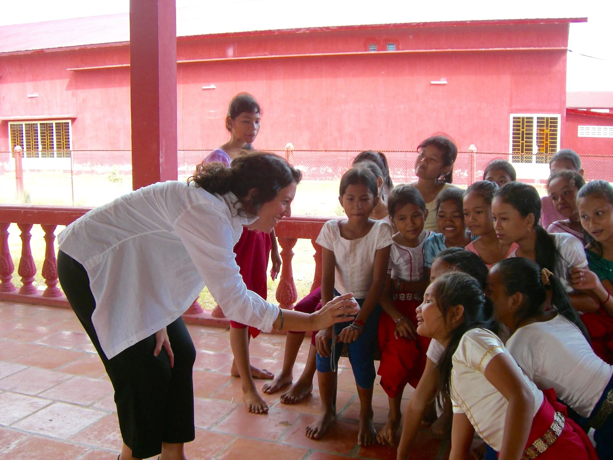 Rachel Weintraub with students at Asian Cultural Council grantee Royal University of Fine Arts in Cambodia