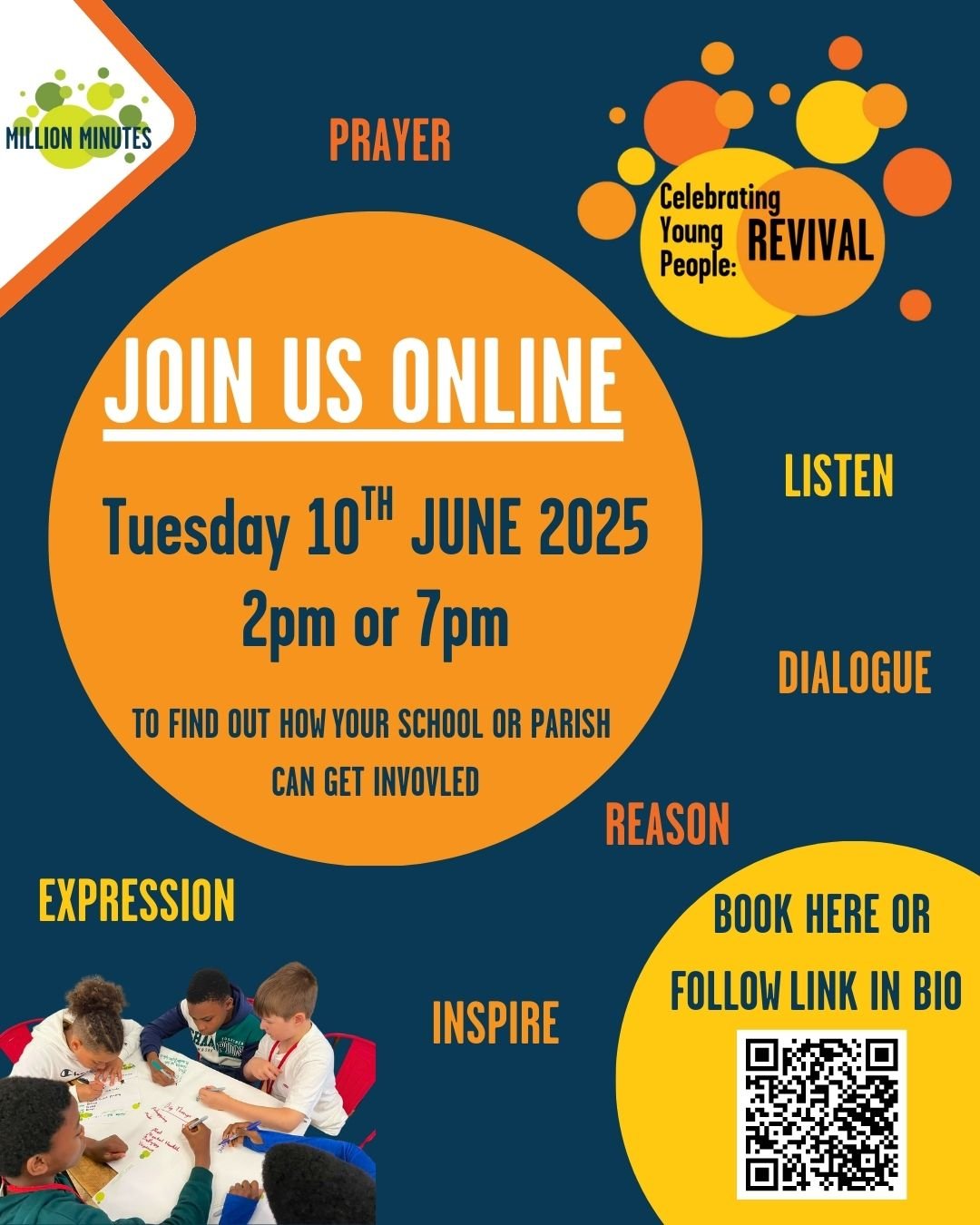 Calling all Schools and Parishes (and anyone who works with young people)!

Join us ONLINE on Tuesday 10th June 2025 at 2pm or 7pm to find out more about our Celebrating Young People: REVIVAL programme. 
An adaptable project grounded in Catholic Soci