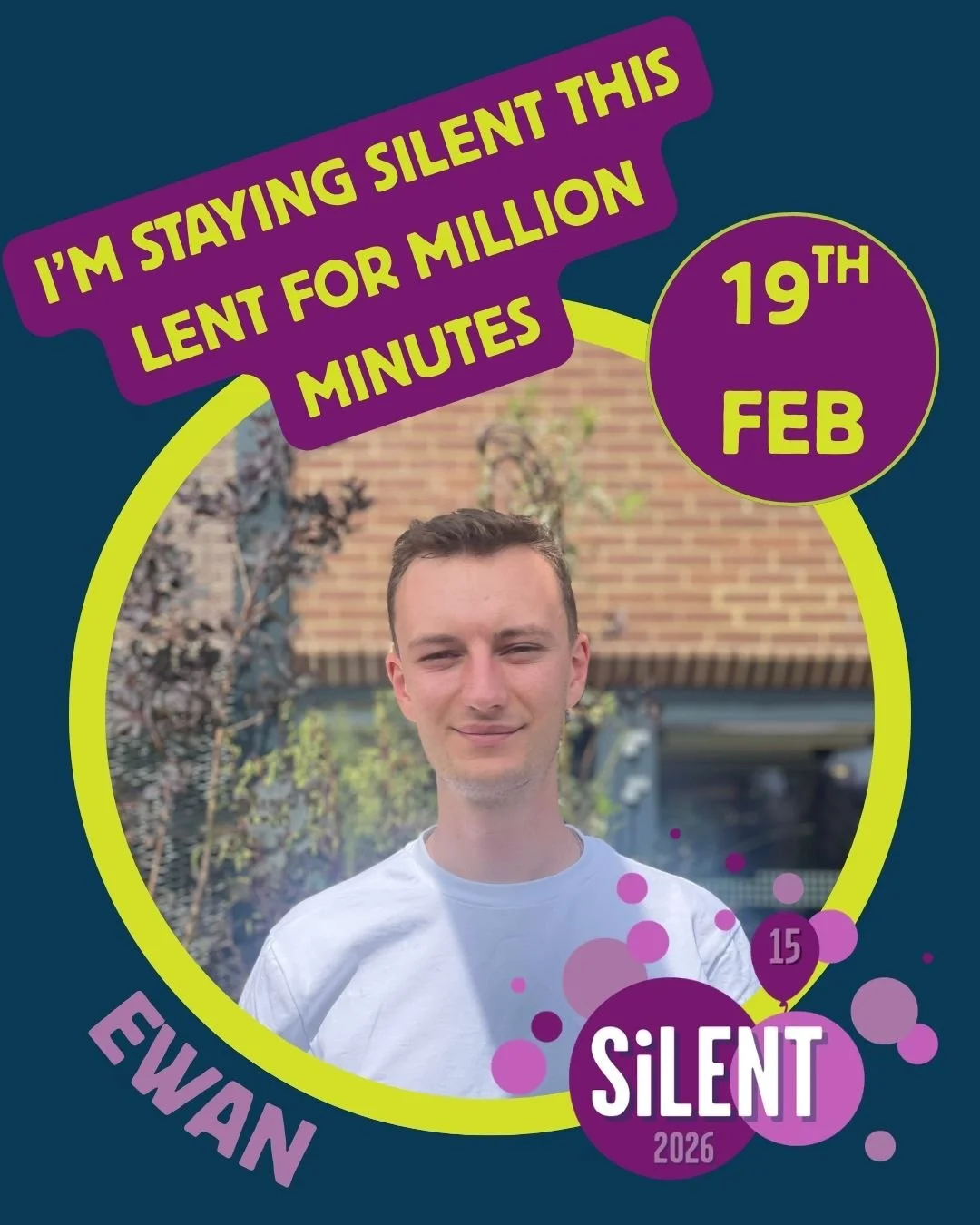 The first of our SiLENT Champions for Lent 2026 is Ewan. 
Here's what he had to say about silence: "Silence is a way for me to reflect more deeply with God as we begin Lent, to hear His hopes for me, for other young people, and His church."