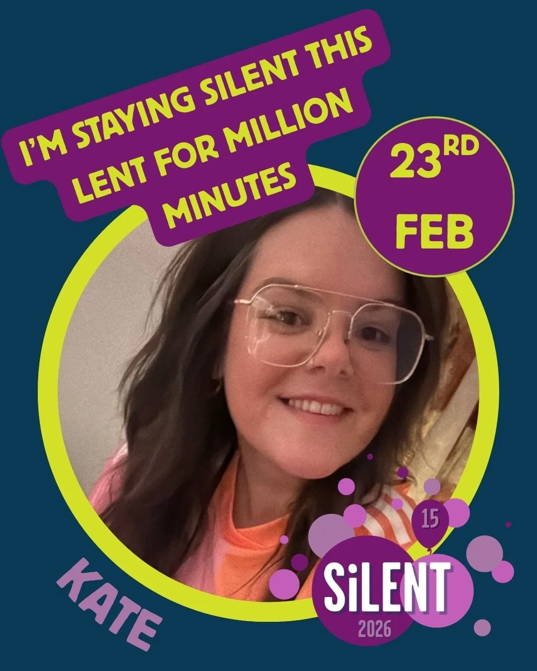 Our Next SiLENT champion is our CEO Kate "This Lent, I am choosing silence as a spiritual practice, a way of slowing down, creating space and listening more deeply. In stepping back from constant noise, I am reminded that Lent invites us not jus