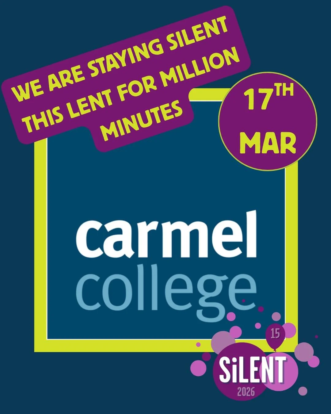 Today Carmel College, St Helens are our SiLENT champions. "The College are supporting Million Minutes and silencing their socials by giving up their phones for a lunchtime to help amplify the voices of other young people in our local communities
