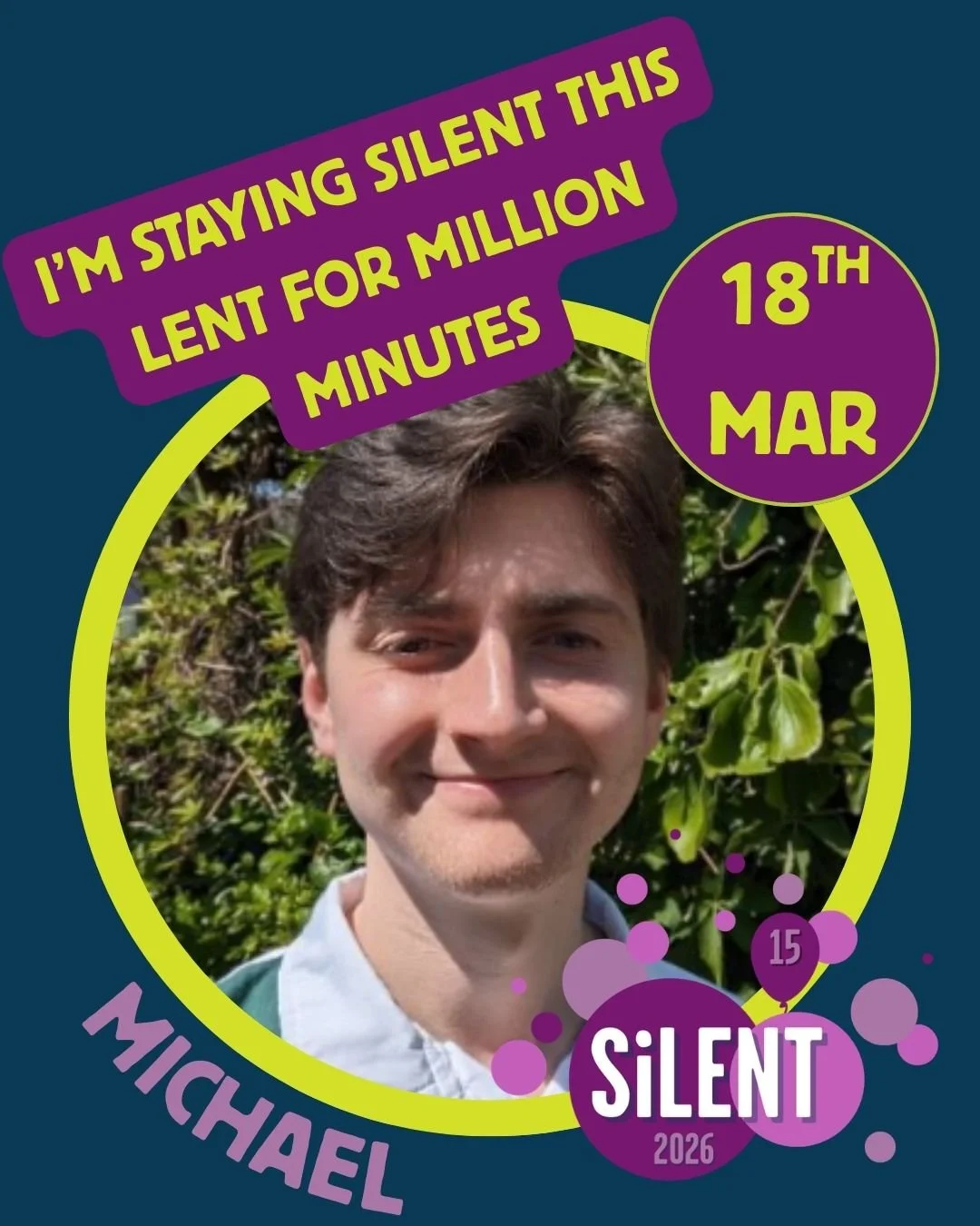 Our next SiLENT champion is Michael, Development Officer of Caritas Diocese of Brentwood.

He told us: "I&rsquo;m taking part in SiLENT 2026 because I believe young Catholic voices should be at the heart of the Church&rsquo;s mission. In Christu