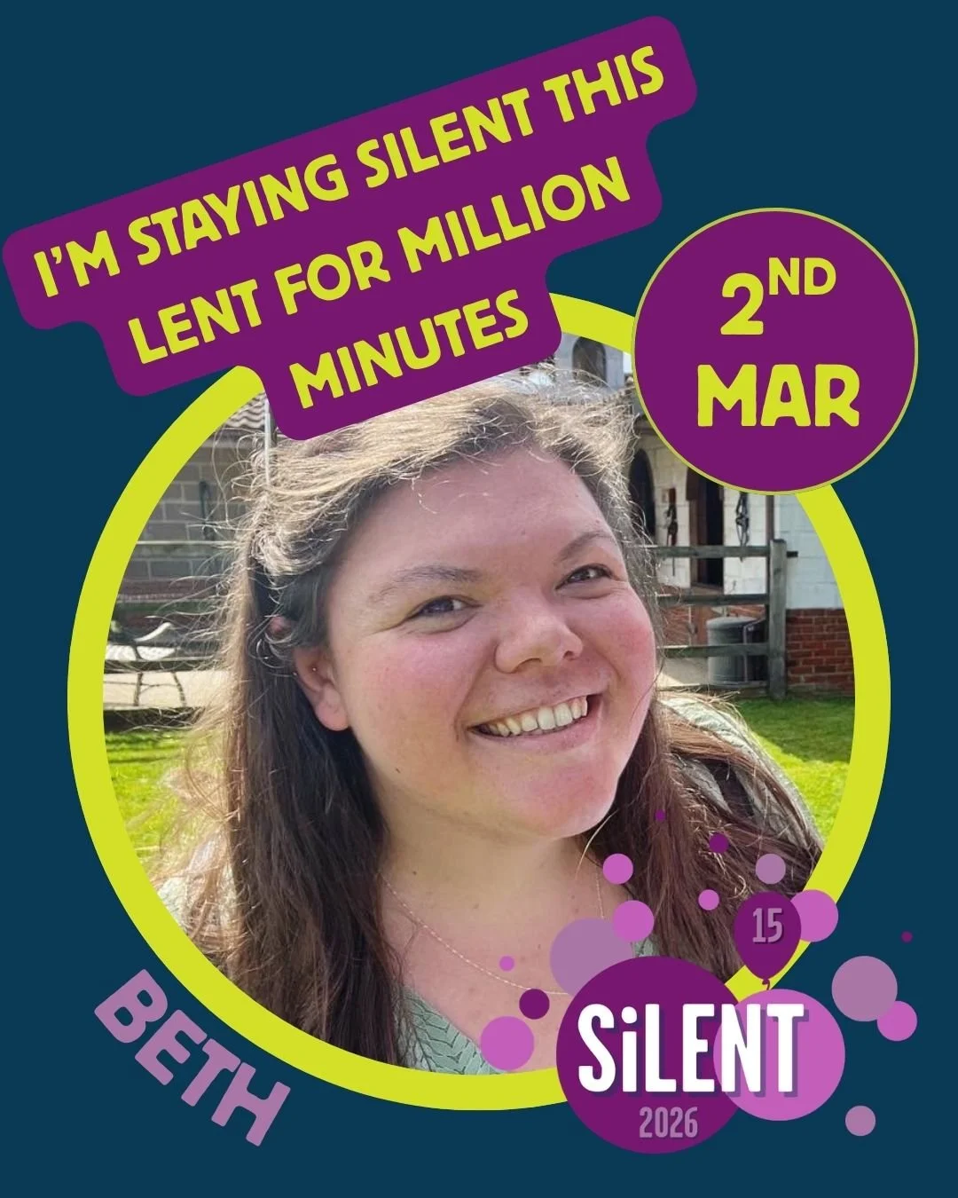 Beth, the Strategic Project Director for CYMFed (the Catholic Youth Ministry Federation) is our next SiLENT champion. 
She said: &ldquo;I&rsquo;m taking part in SiLENT to stand alongside young people and support the incredible work of Million Minutes