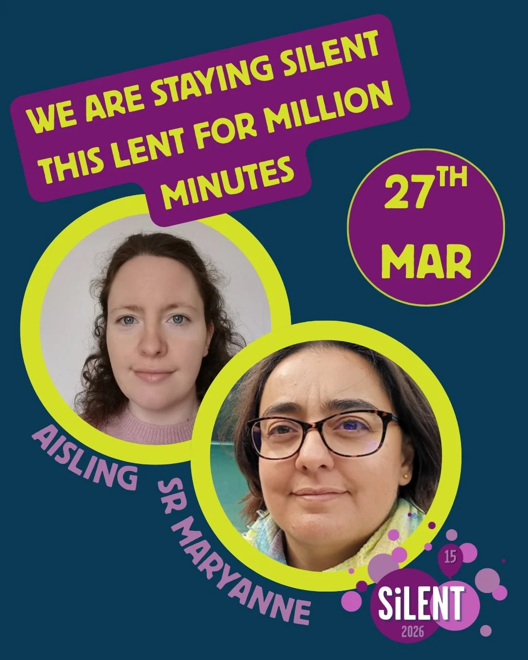 Today we are excited to have 2 SiLENT Champions we have Sr MaryAnne FCJ The Director of FCJ Centre for Spirituality and EcoJustice  and Aisling, Schools and Youth Education Officer @paxchristi_ .

They both told us what Silence means to them "Si
