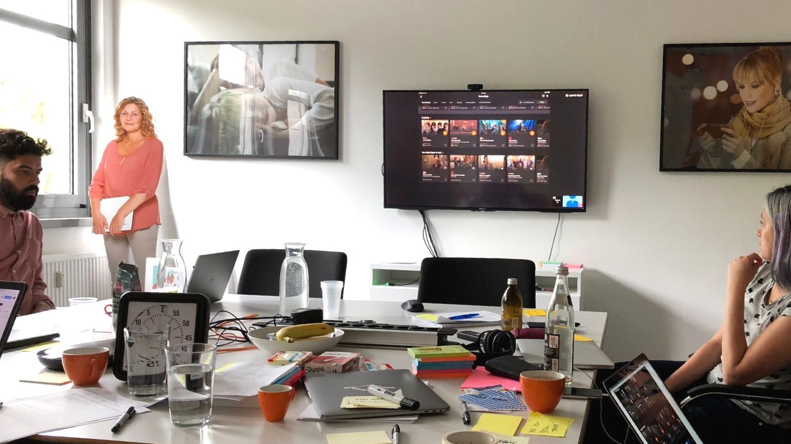 Tablet user testing - The team taking notes in the observation room.