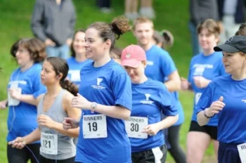 My friend Ashley leading the Coach 2 5K team at a local race.
