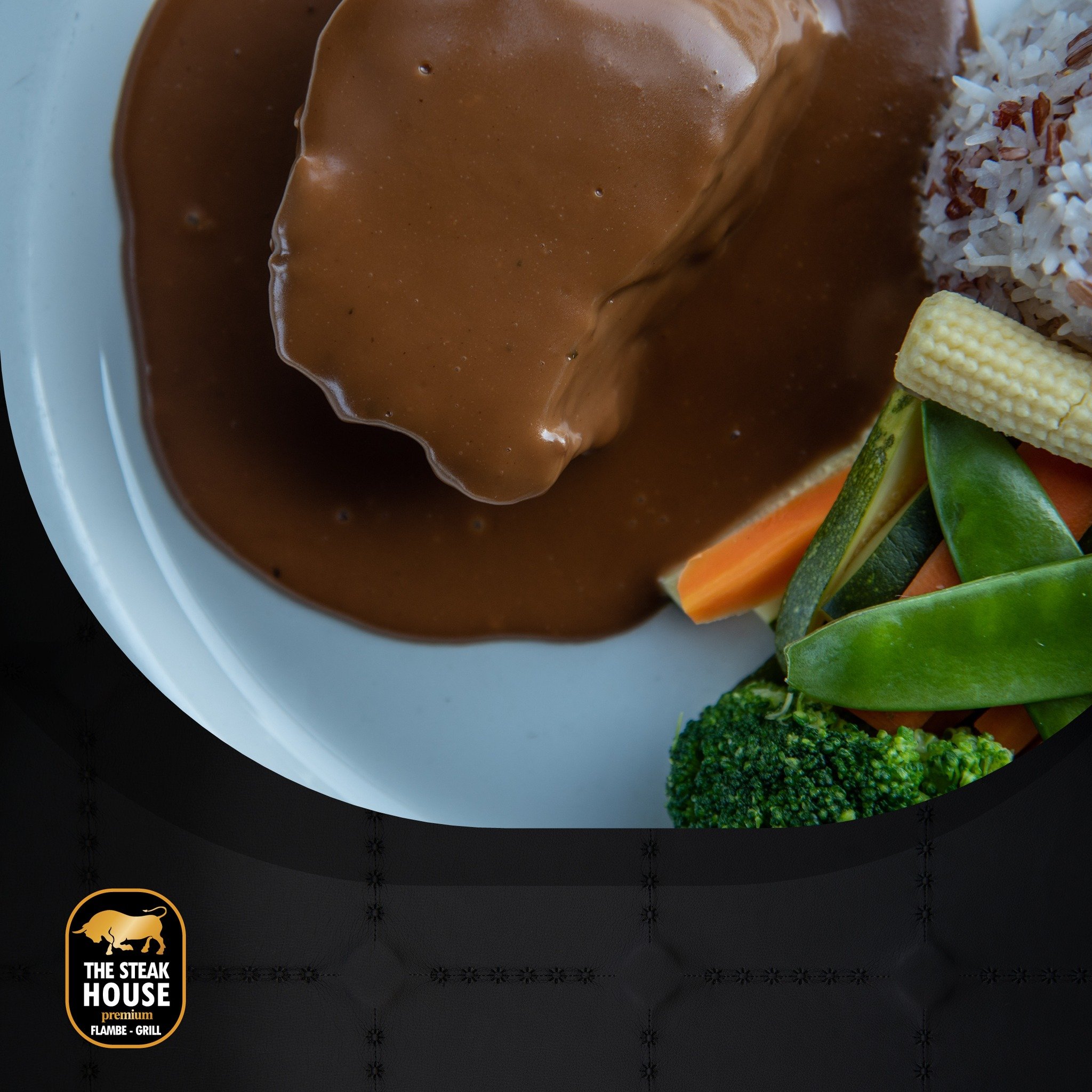 Tender fillet steak topped with classic Tennessee sauce prepared with honey, balsamic vinegar, Southern Comfort whisky liquor and fresh cream, served with steamed veggies and your choice of side dish.

Probably the best Steaks in town!

-15% On Deliv