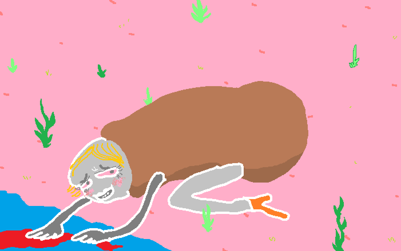 "Jane has a Bashful moment when she sees me watching her wash clothes in the river"