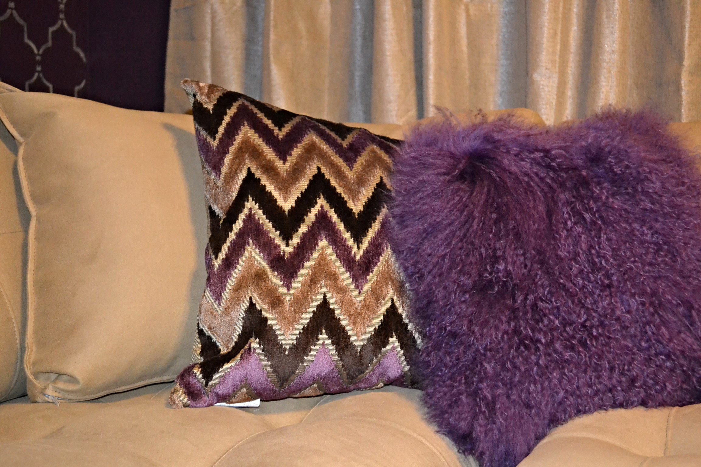 Aubergine and champagne color scheme 