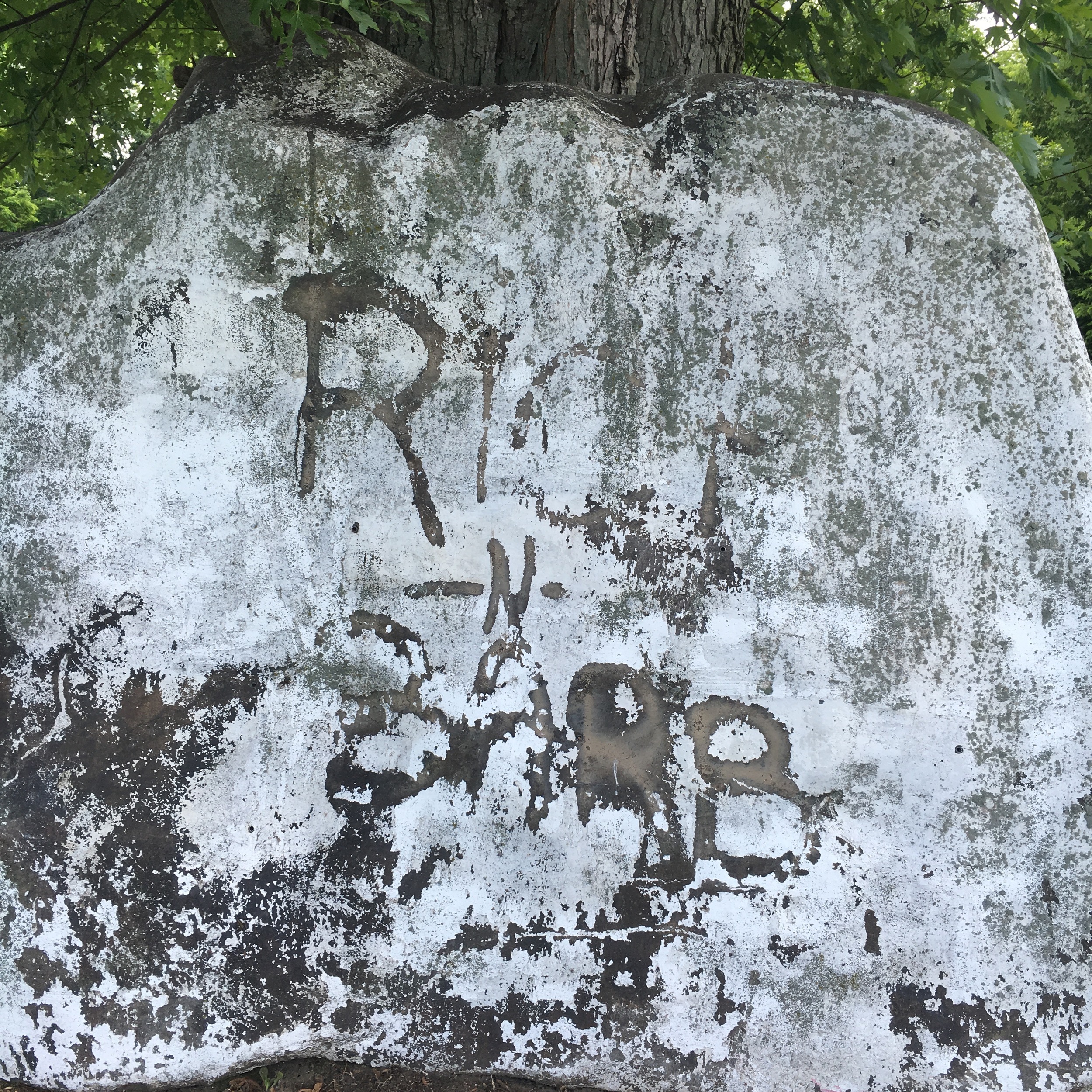 P.S. - I can't let this go without posting it. Check out the rock we were standing beside while we waited for the tow truck to arrive. Do you see it..... R -n- B? Get it, Russ & Betsy! I pinky swear that we did not etch that in the rock. No matter how rough today's events were, it was meant to be! We are blessed.