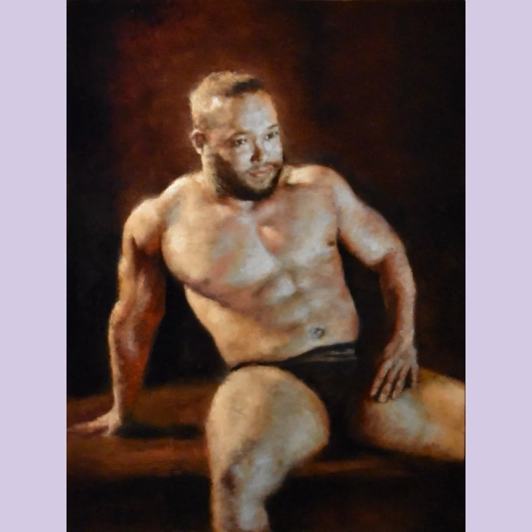 “Steven Relaxing on Pool Table” 9x12