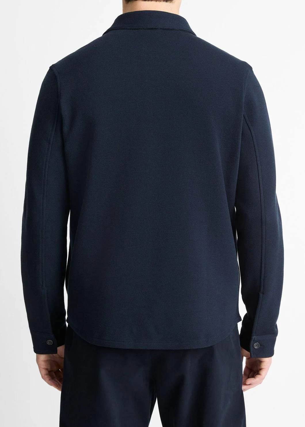 Double-Knit Shirt Jacket in Coastal Blue/Med. Heather Grey $348