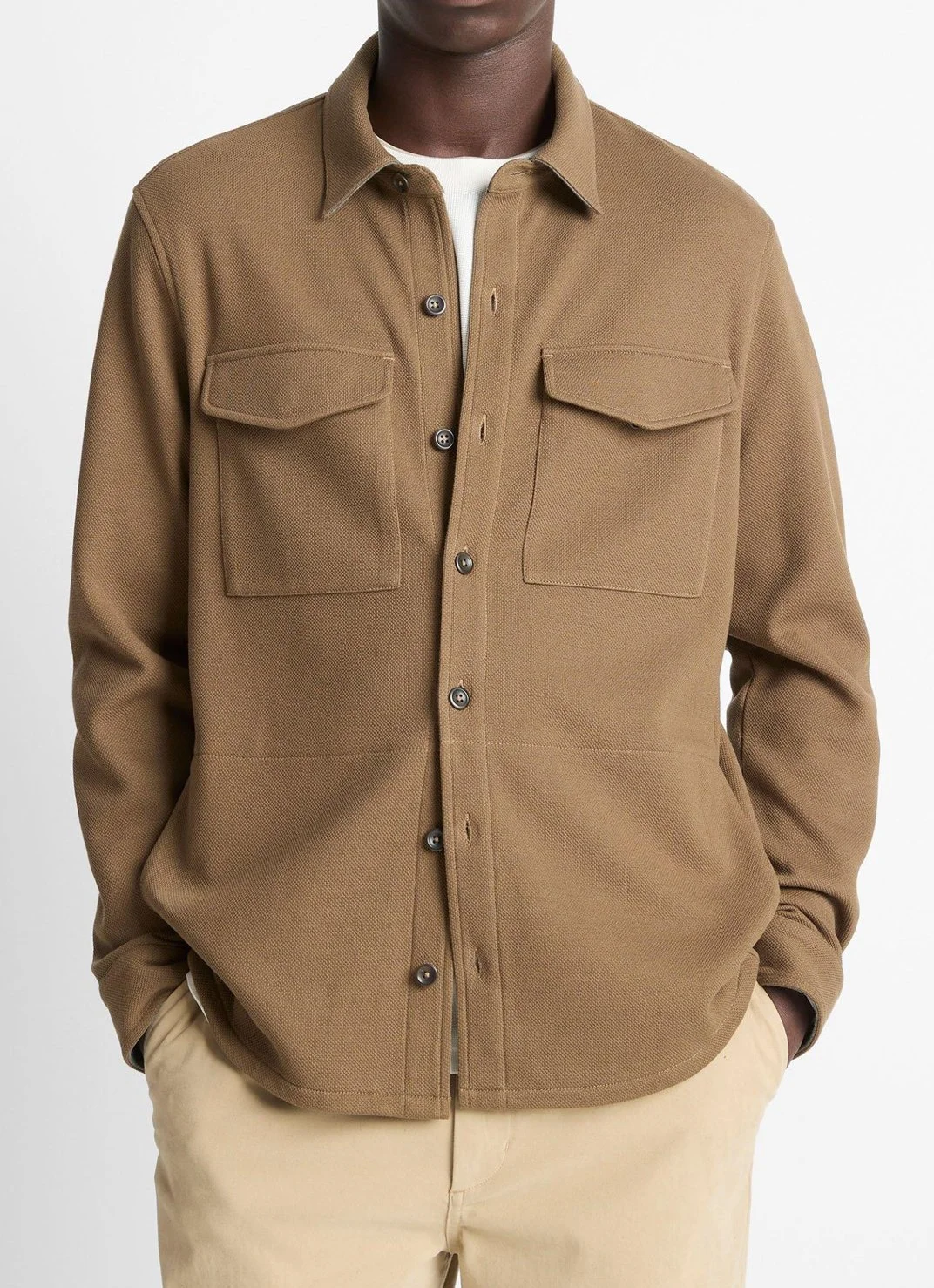 Double-Knit Shirt Jacket in Highlands/Med. Heather Grey $348