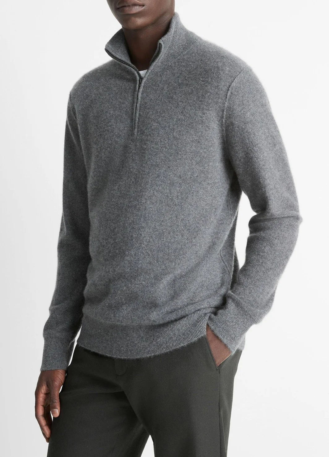 Plush Cashmere 1/4 Zip in Heather Grey $548