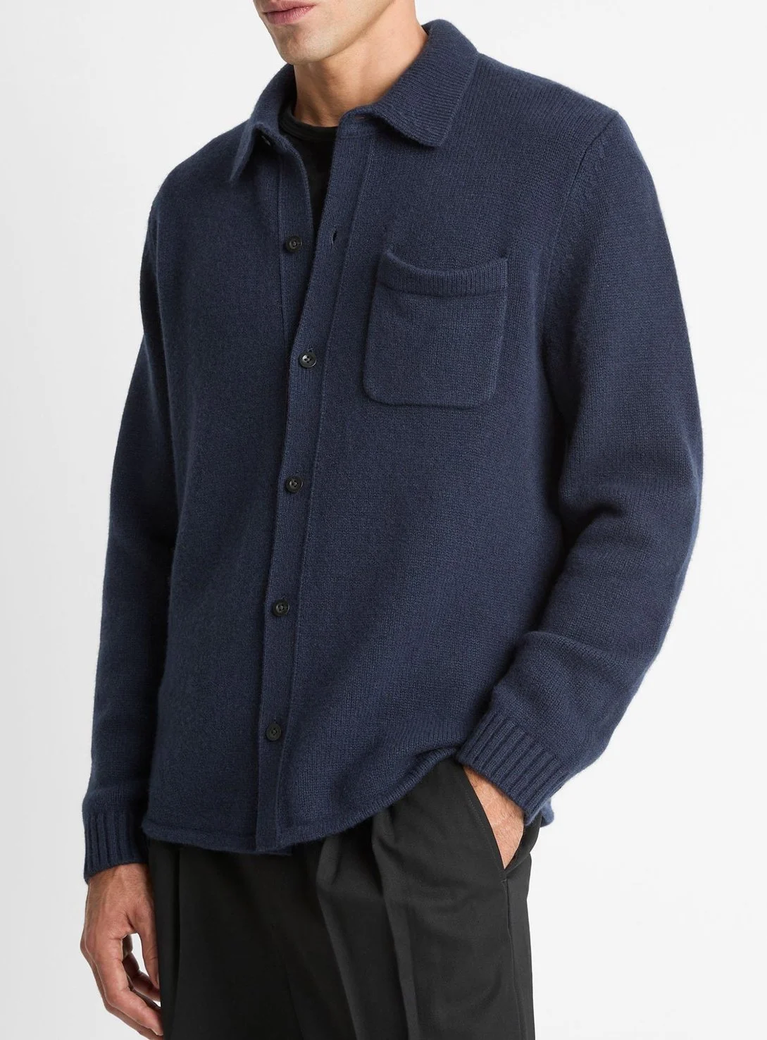 Wool Sweater Shirt in Coastal Blue $398