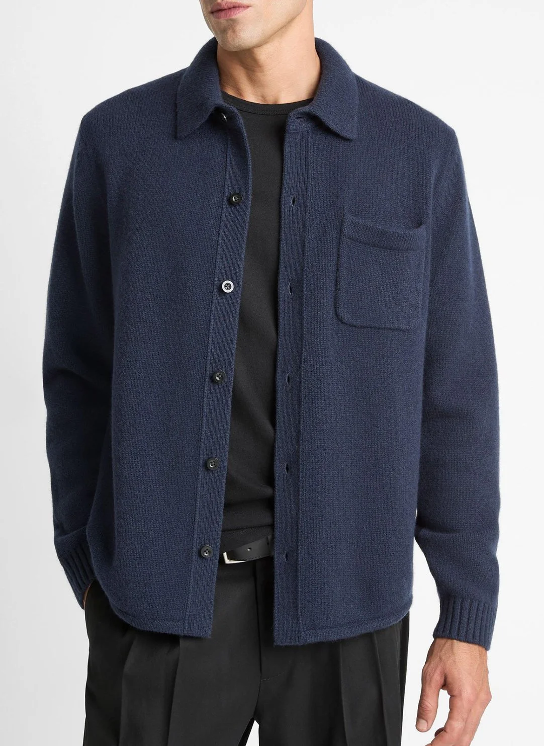 Wool Sweater Shirt in Coastal Blue $398