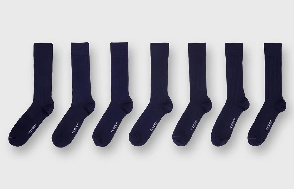 7-Day Wool Sock Set in Navy $175