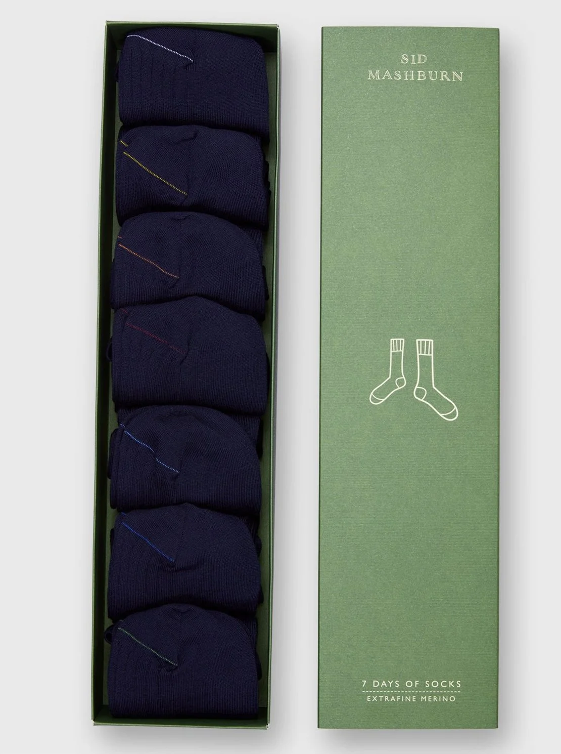 7-Day Wool Sock Set in Navy $175