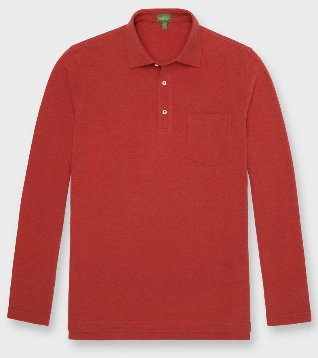 Long Sleeved Polo in Heather Spice Pima Pique $150