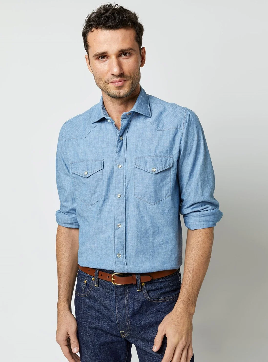 Western Work Shirt in Extra Light Chambray $195