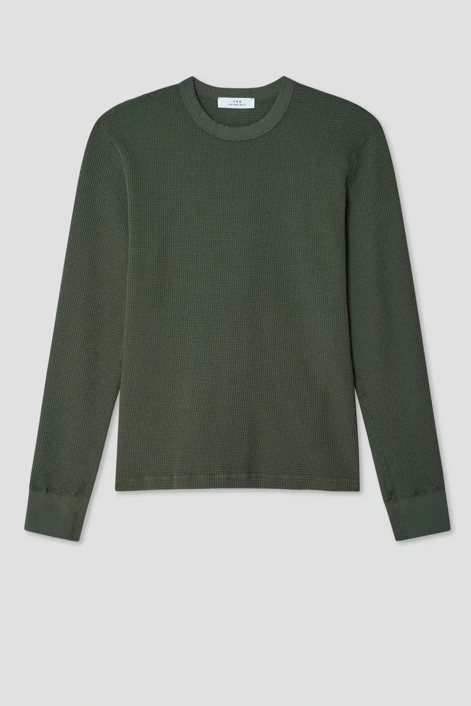 LS Crew Waffle Tee in Basil $120
