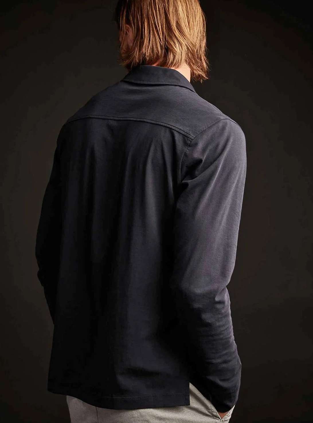 Luxe Clean Finish Jersey Shirt in Deep Navy $295