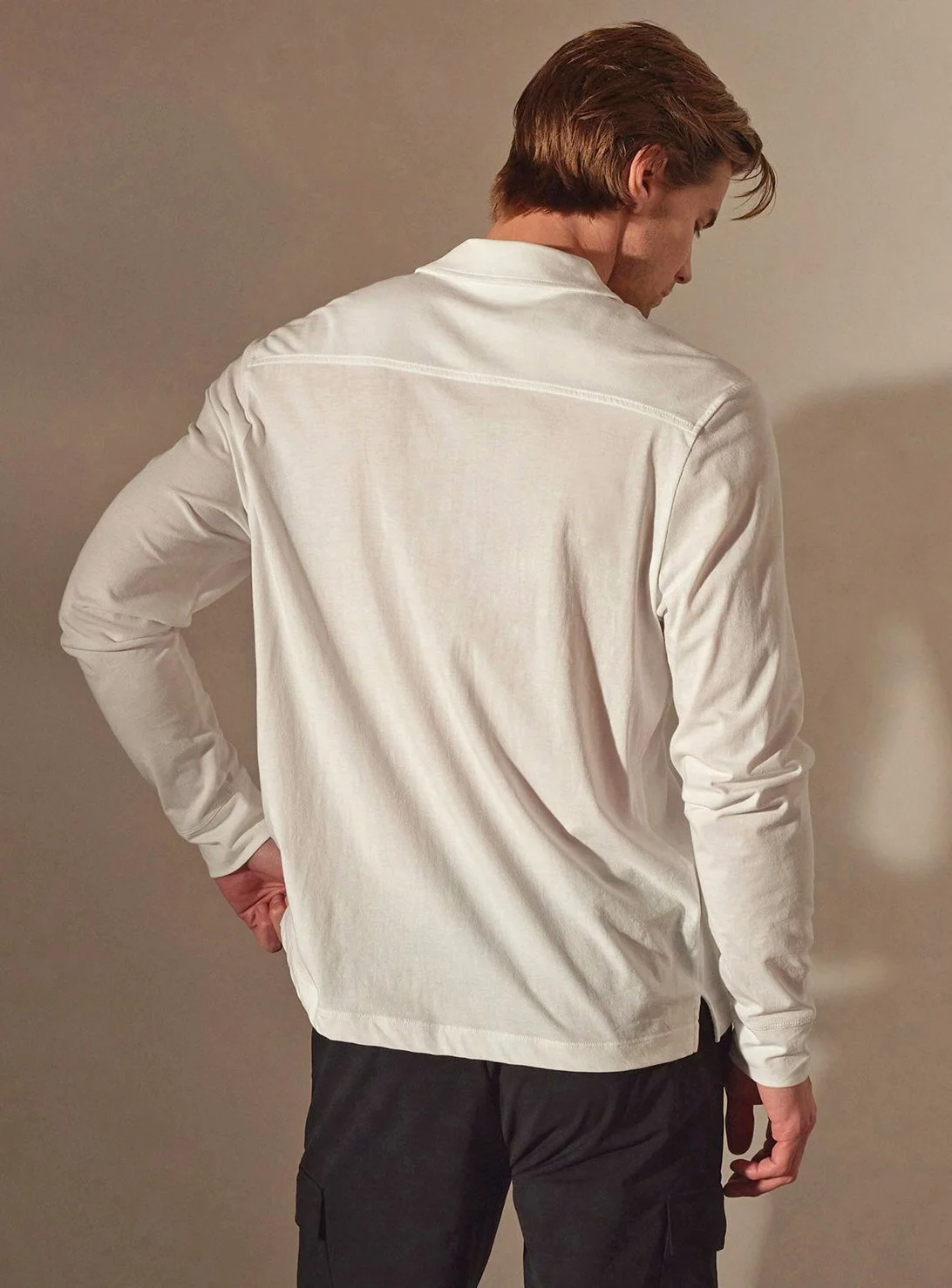 Luxe Clean Finish Jersey Shirt in White $295