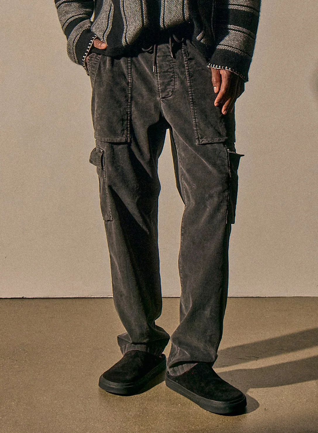 Garment-Dyed French Fine Wale Cord Utility Pant in Magma Pigment $350