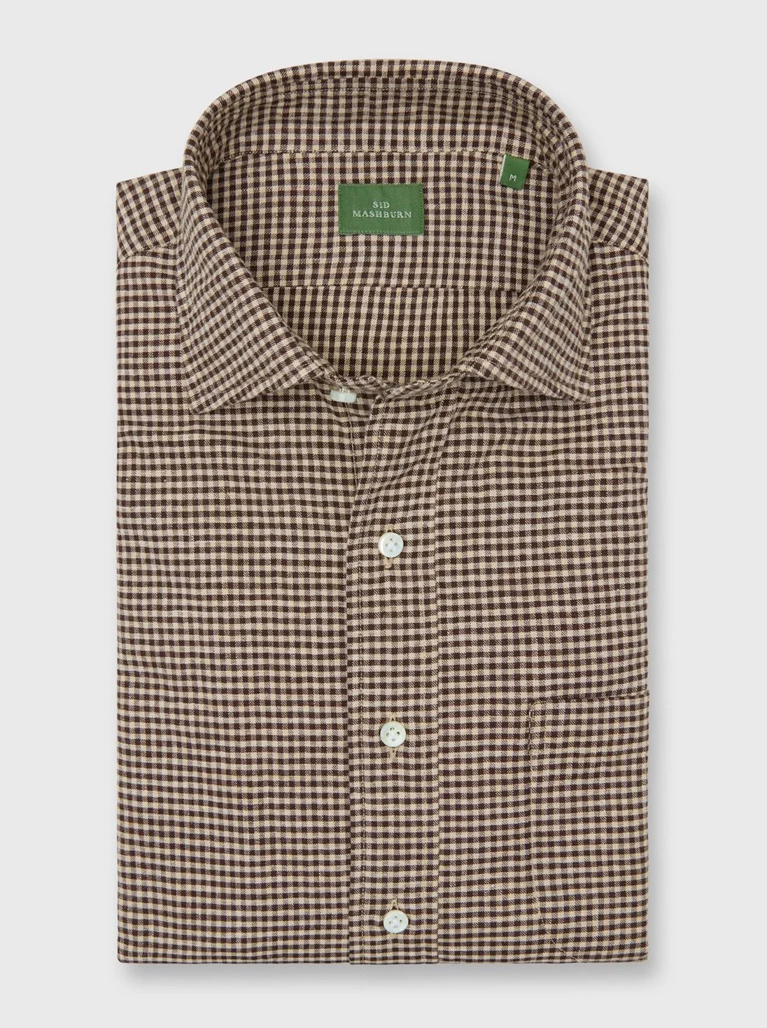 Spread Collar Gingham Sport Shirt in Brown/Sawdust $195