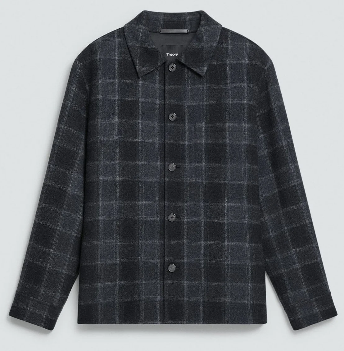 Checked Double-Face Wool/Cashmere Overshirt in Dark Charcoal $725