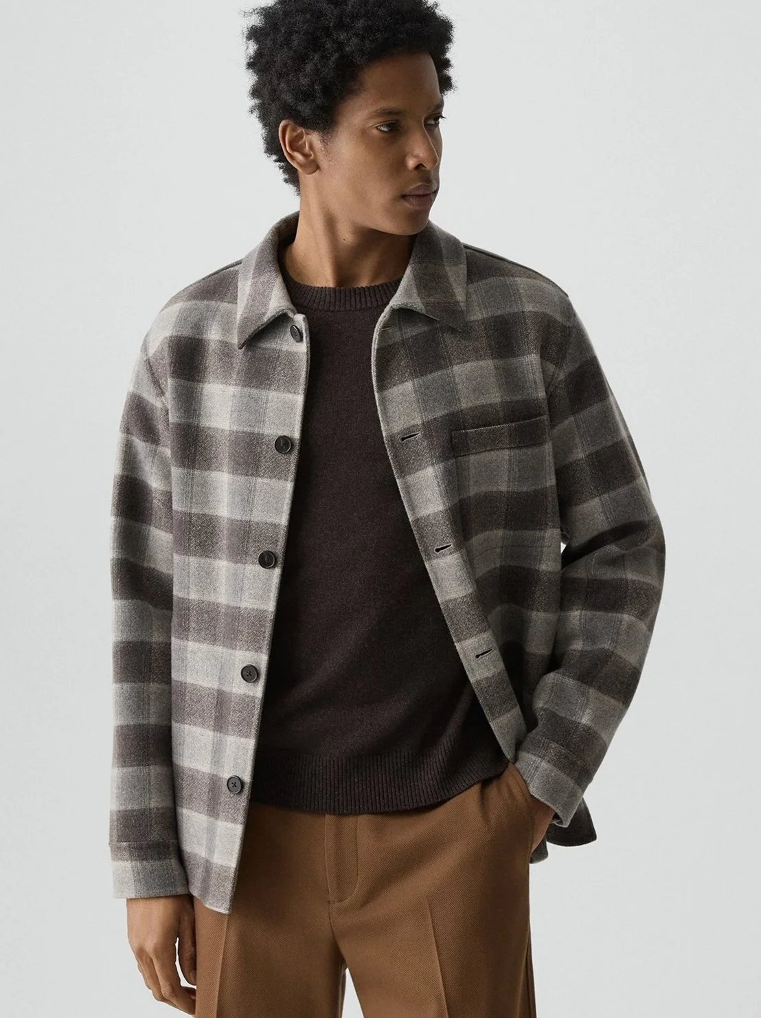 Checked Double-Face Wool/Cashmere Overshirt in Feather Multi $725