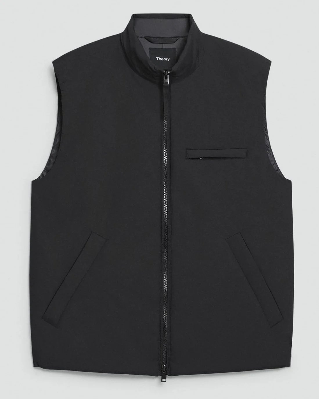 Zip-Up Layering Vest in Motion Nylon in Black $295