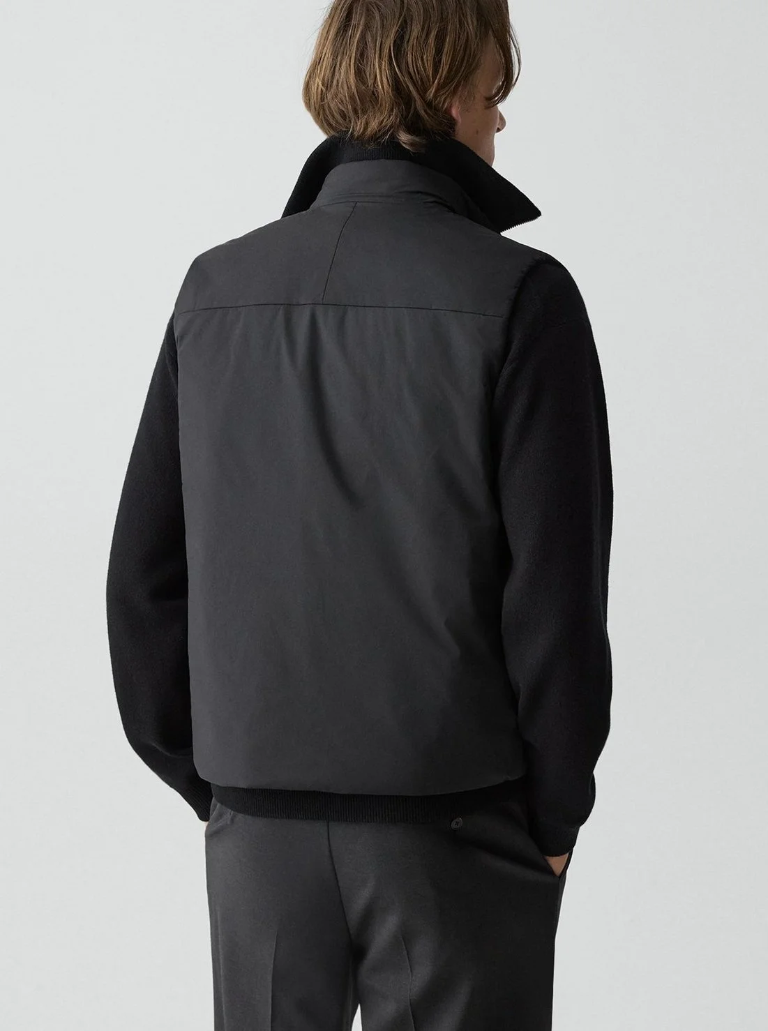 Zip-Up Layering Vest in Motion Nylon in Black $295