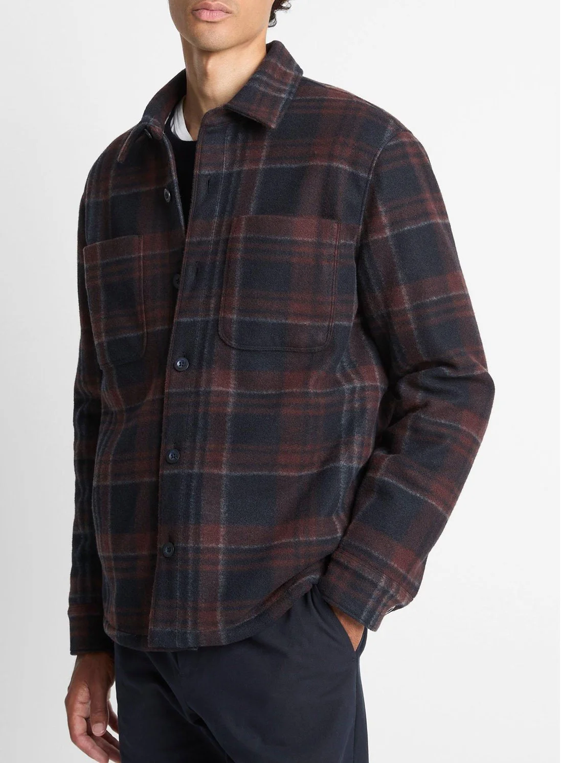 Sherpa Lined Plaid Shirt Jacket $468