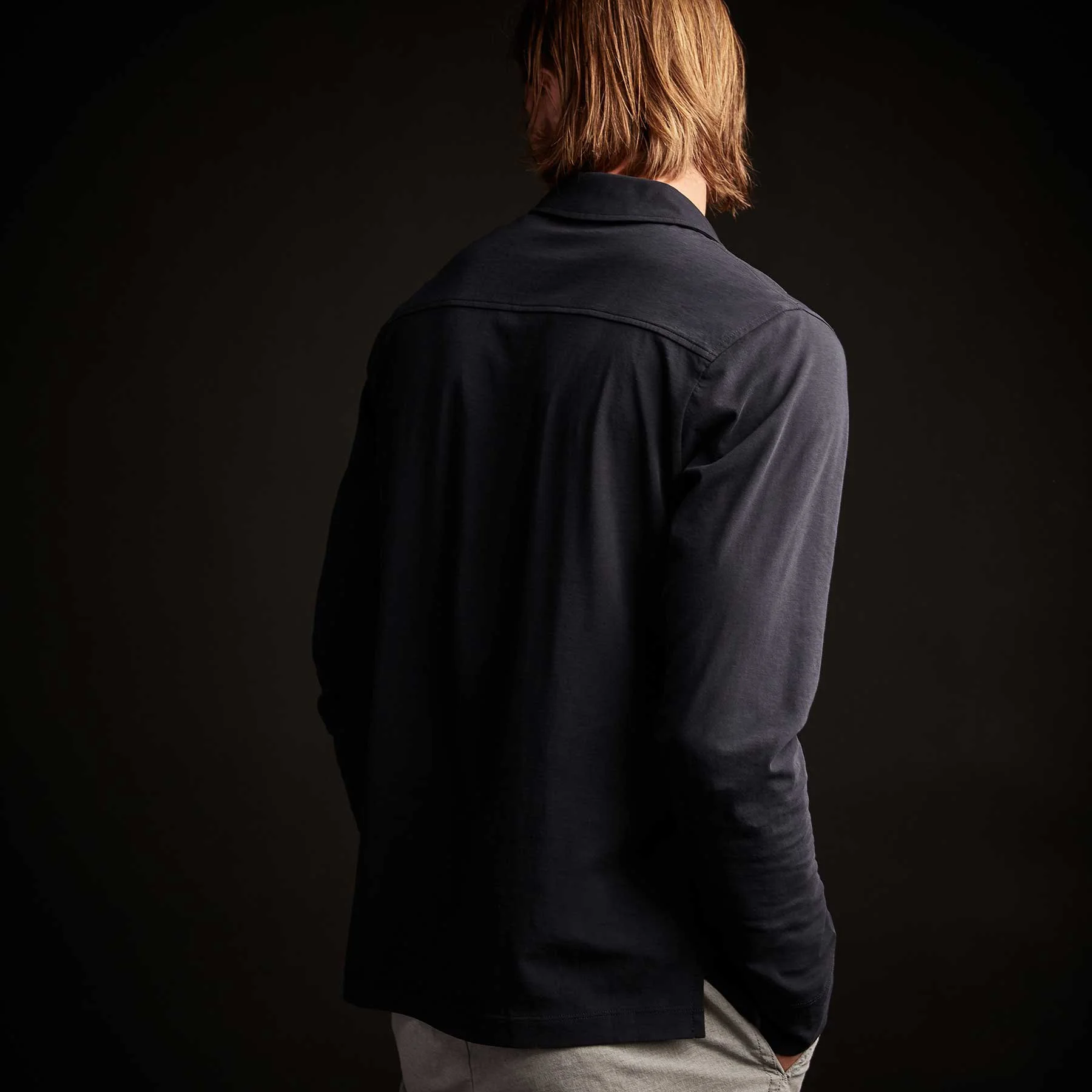 Luxe Clean Finish Jersey Shirt in Deep Navy $295