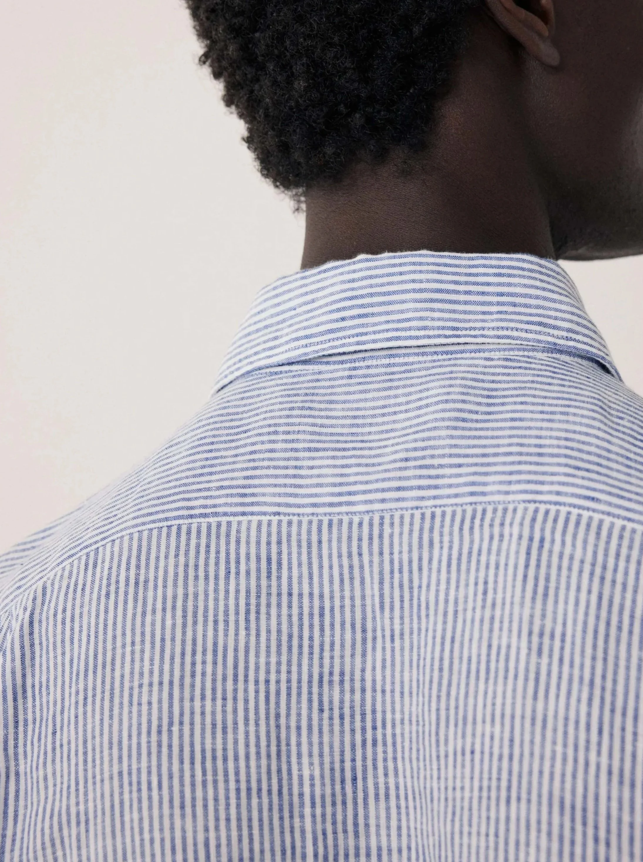 Paul Linen Shirt in Blue & White Stripe $250