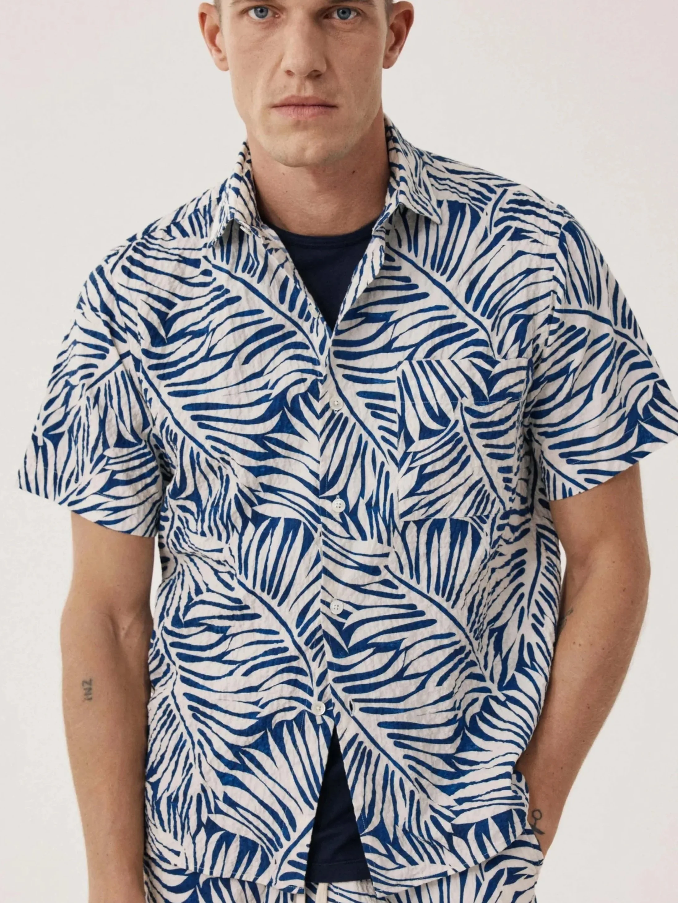 Pedro Palms Print in Blue $290