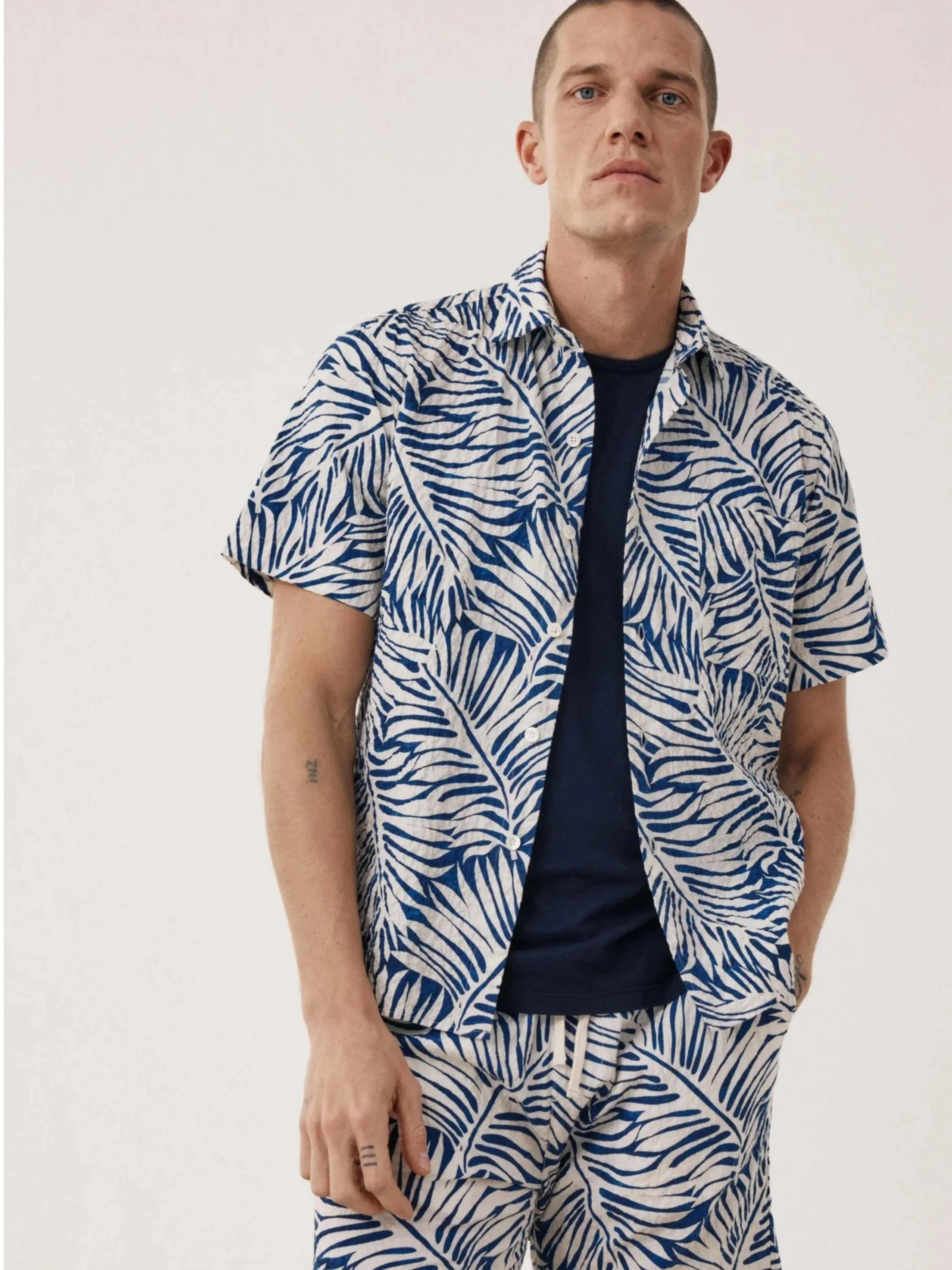 Pedro Palms Print in Blue $290