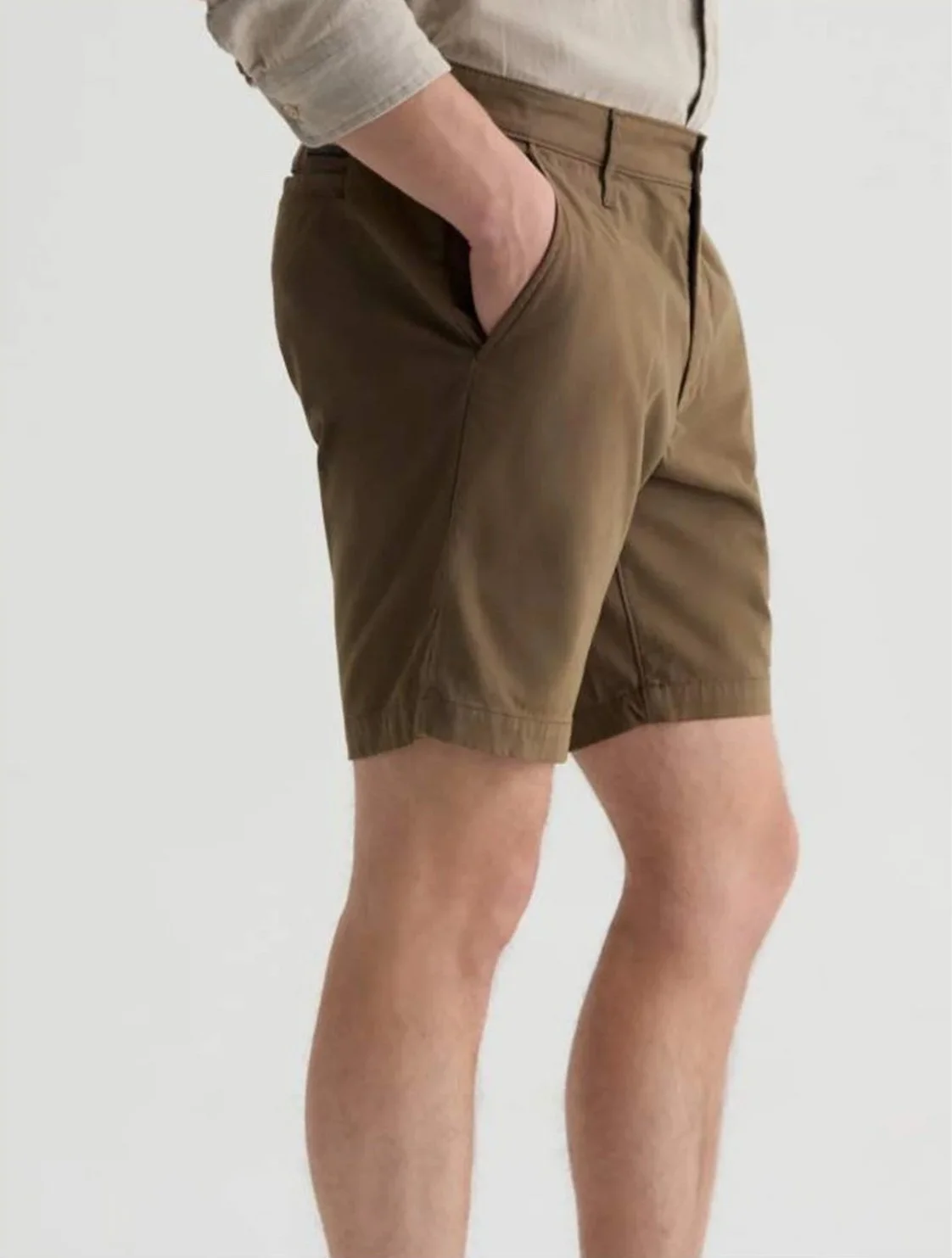 Wanderer Short in Soft Mushroom Brighton Sueded Sateen $145