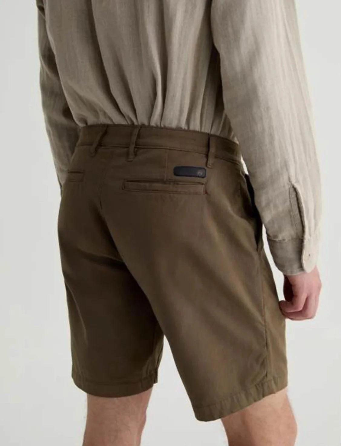Wanderer Short in Soft Mushroom Brighton Sueded Sateen $145