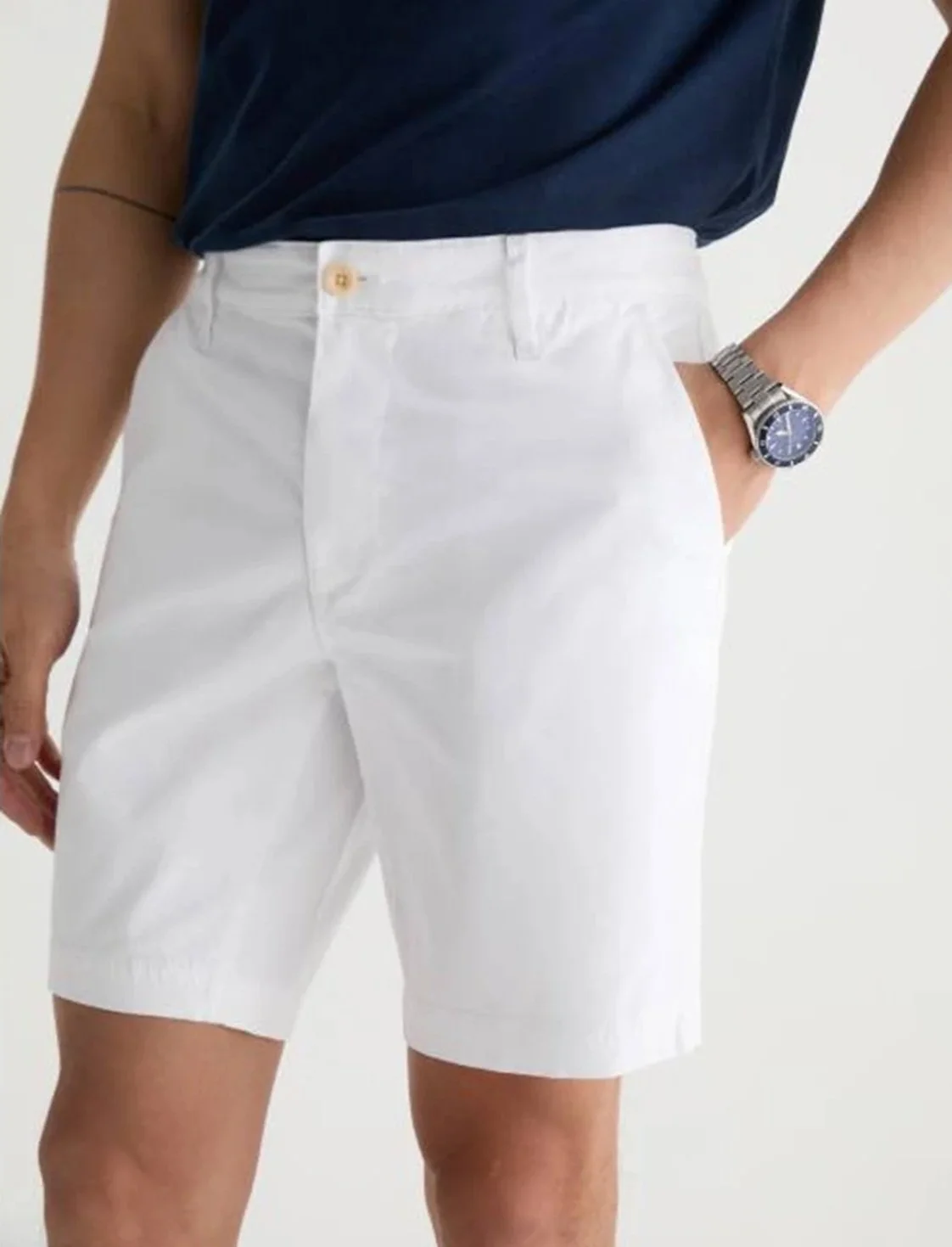 Wanderer Short in White Brighton Sueded Sateen $145