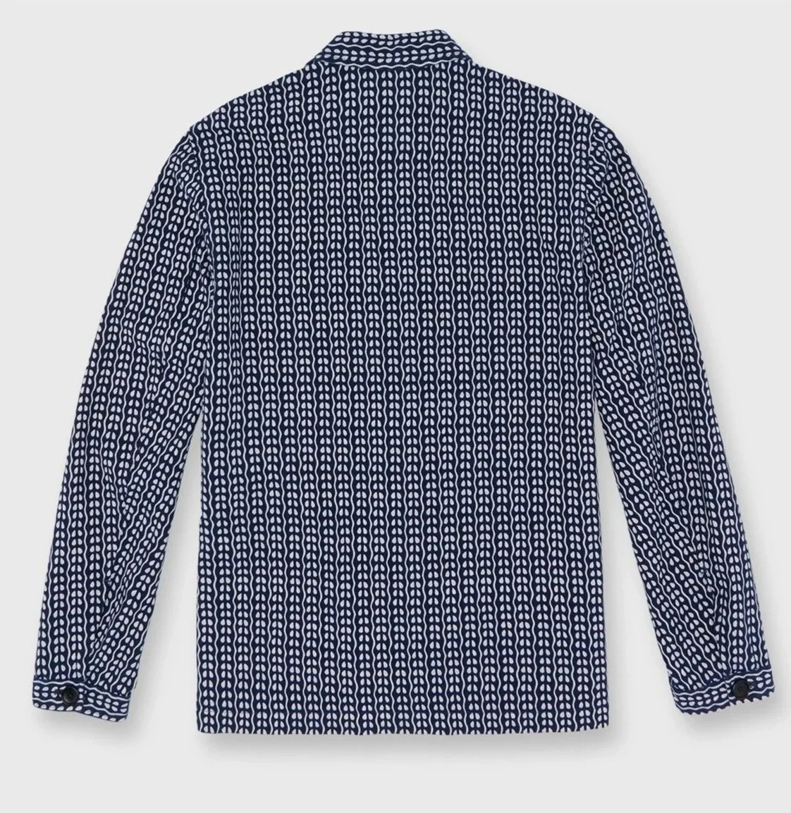 Batik Print Chore Jacket in Navy & Bone $350