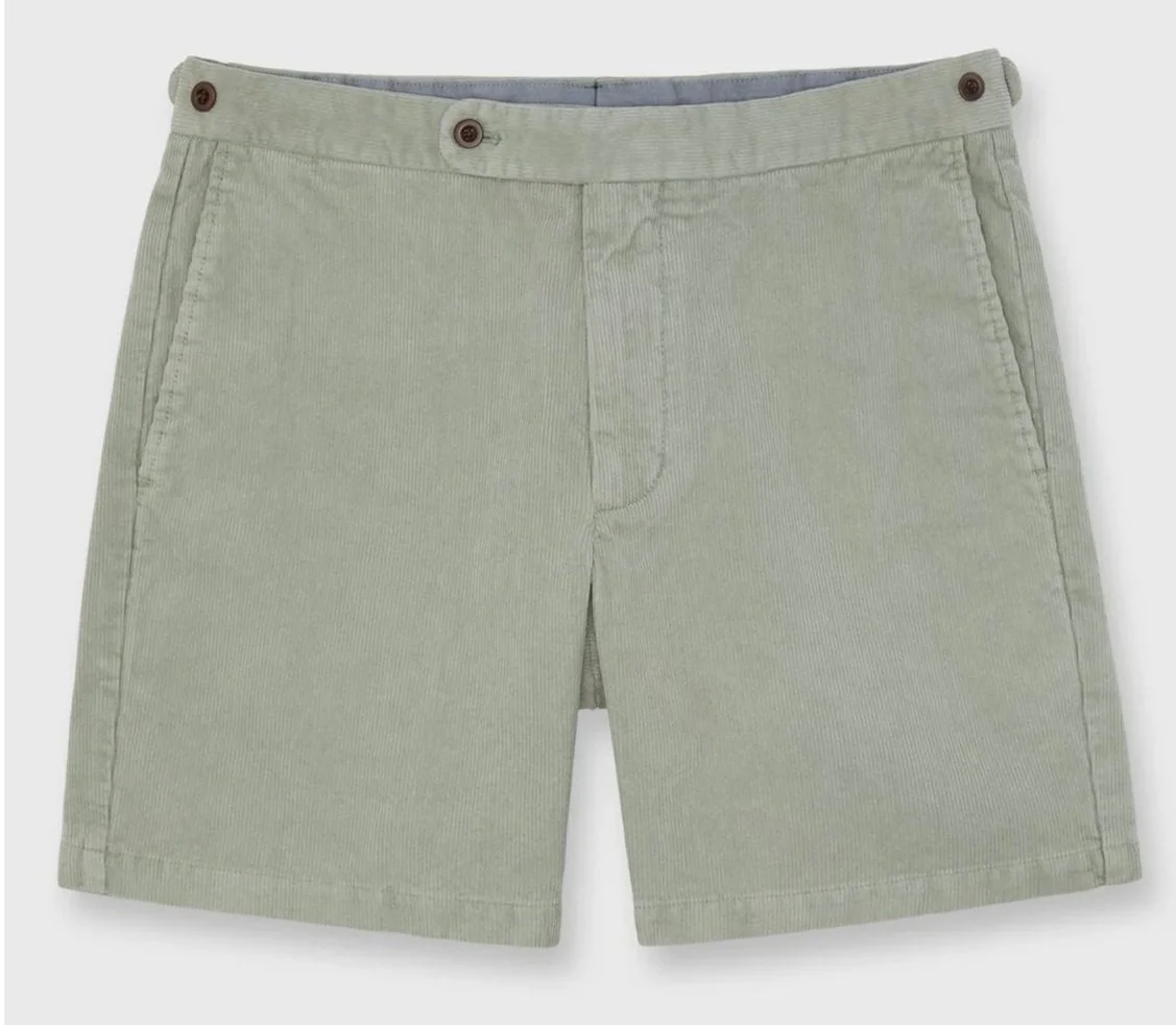 Side-Tab Garment Dyed Corduroy Field Short in Sage $150