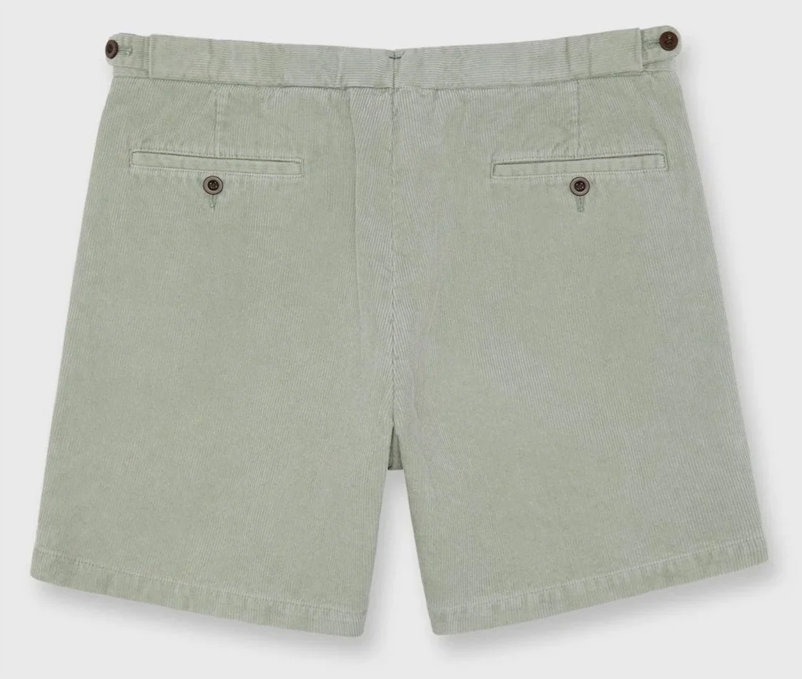 Side-Tab Garment Dyed Corduroy Field Short in Sage $150