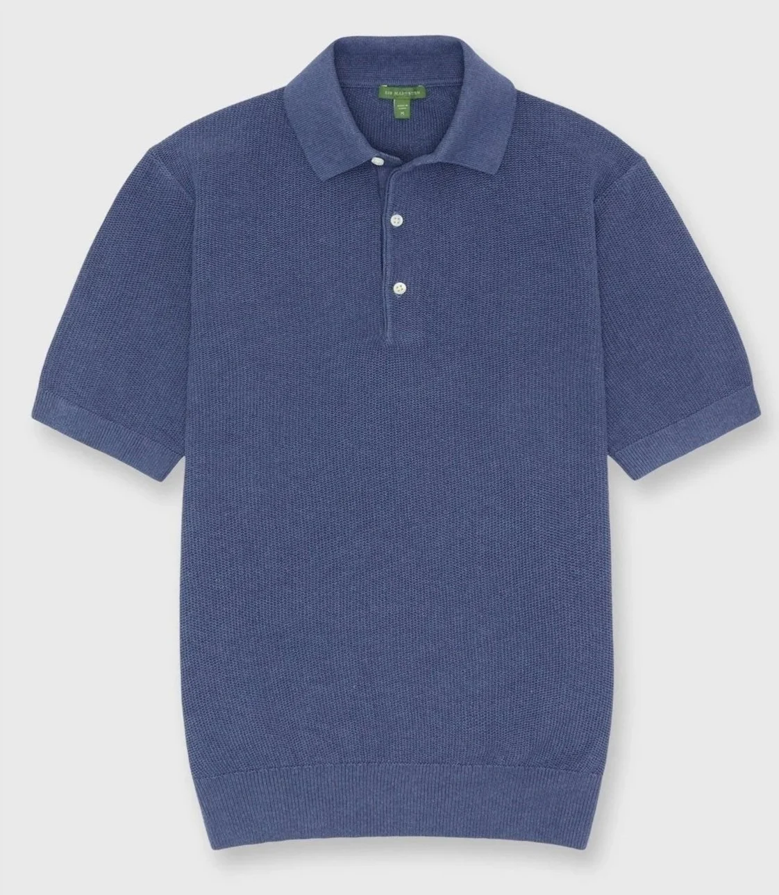 Cotton/Linen Hyannis Polo Sweater in Worn Denim $325