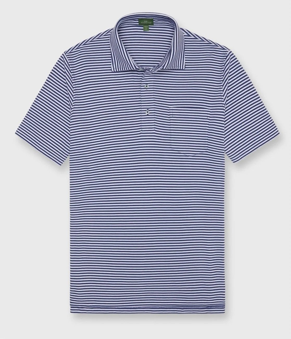 Short-Sleeved Stripe Jersey Polo in Ink/White  $115