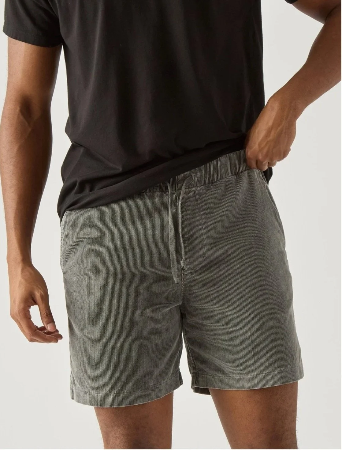 Cord Easy Pull-On Short in Black $130